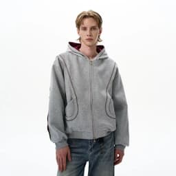 2026 Autumn Winter New Korean Style Men High Street Casual Zip Up Hoodie Jacket Fashion Contrast Hooded Loose Sweatshirt Coat