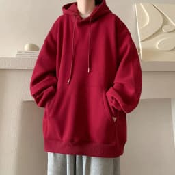 Japanese Style Oversized Men's Hoodie Autumn Winter New Solid Color Casual Loose Hooded Sweatshirt Korean Fashion Streetwear
