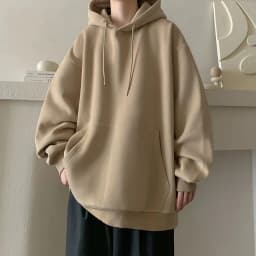 Japanese Style Oversized Men's Hoodie Autumn Winter New Solid Color Casual Loose Hooded Sweatshirt Korean Fashion Streetwear