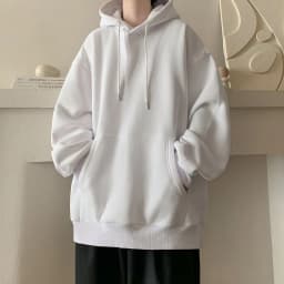 Japanese Style Oversized Men's Hoodie Autumn Winter New Solid Color Casual Loose Hooded Sweatshirt Korean Fashion Streetwear