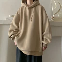 Japanese Style Oversized Men's Hoodie Autumn Winter New Solid Color Casual Loose Hooded Sweatshirt Korean Fashion Streetwear