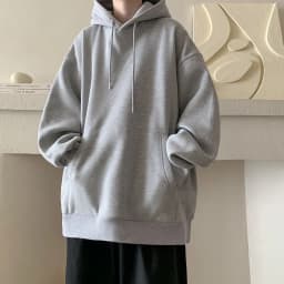 Japanese Style Oversized Men's Hoodie Autumn Winter New Solid Color Casual Loose Hooded Sweatshirt Korean Fashion Streetwear
