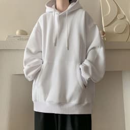 Japanese Style Oversized Men's Hoodie Autumn Winter New Solid Color Casual Loose Hooded Sweatshirt Korean Fashion Streetwear