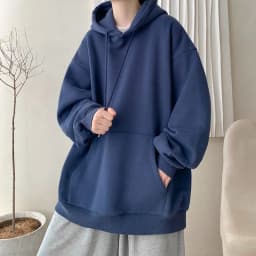 Japanese Style Oversized Men's Hoodie Autumn Winter New Solid Color Casual Loose Hooded Sweatshirt Korean Fashion Streetwear