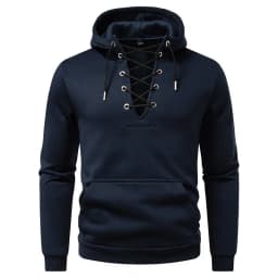Men's Fashion Hooded Drawstring Sweatshirt Casual Autumn Fleece Pullover Solid Color with Big Pocket Streetwear