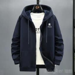 Spring hooded zipper cardigan for men loose and plus size casual velvet sports jacket available in sizes 12XL 10XL 9XL 8XL