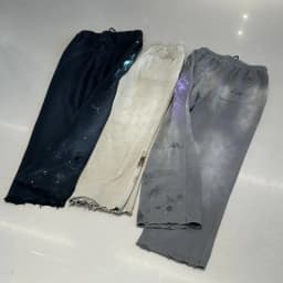 SSSAINT LOUIS Men's Casual Straight Leg Pants Destructed Heavyweight Long Trousers Cotton Sweatpants