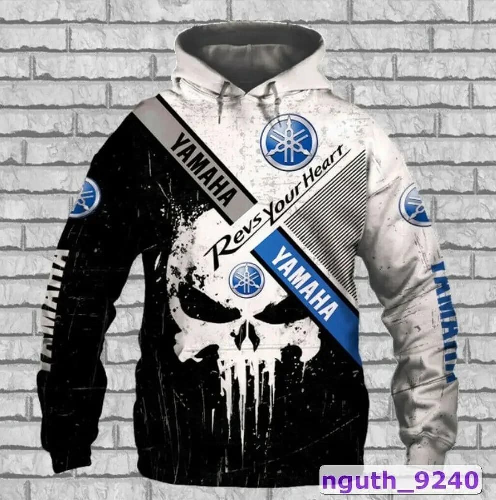 Yamaha men's 3D printed motorcycle hooded pullover shirt, suitable for street wear and motorcycle riding