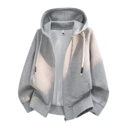 Men's Cotton Blend Zip Up Hoodie Big Size 6XL 7XL 8XL Breathable Soft Heather Gray Black Casual Daily Hooded Sweatshirt Pockets