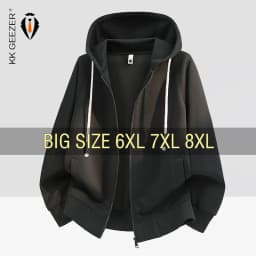 Men's Cotton Blend Zip Up Hoodie Big Size 6XL 7XL 8XL Breathable Soft Heather Gray Black Casual Daily Hooded Sweatshirt Pockets