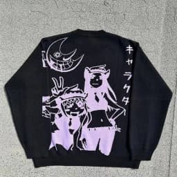 2025 Autumn/Winter Cross-Border Trend Anime Round Neck Sweater Japanese Casual Style Loose Men's Knitted Top