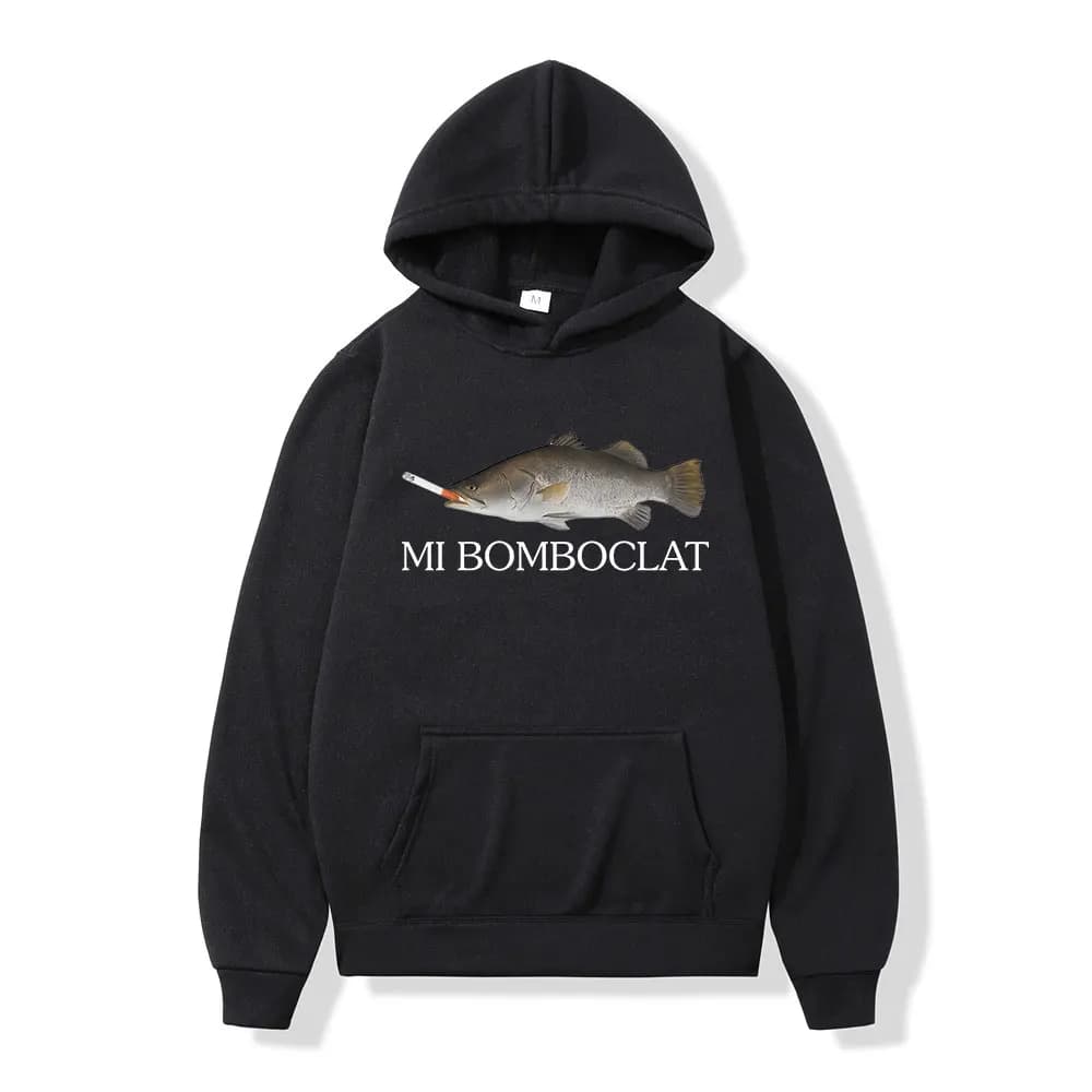 Funny Bomboclat Fish Smoking Meme Hoodies Men Women Clothing Pullovers Fashion Hip Hop Oversized Hooded Sweatshirt Streetwear