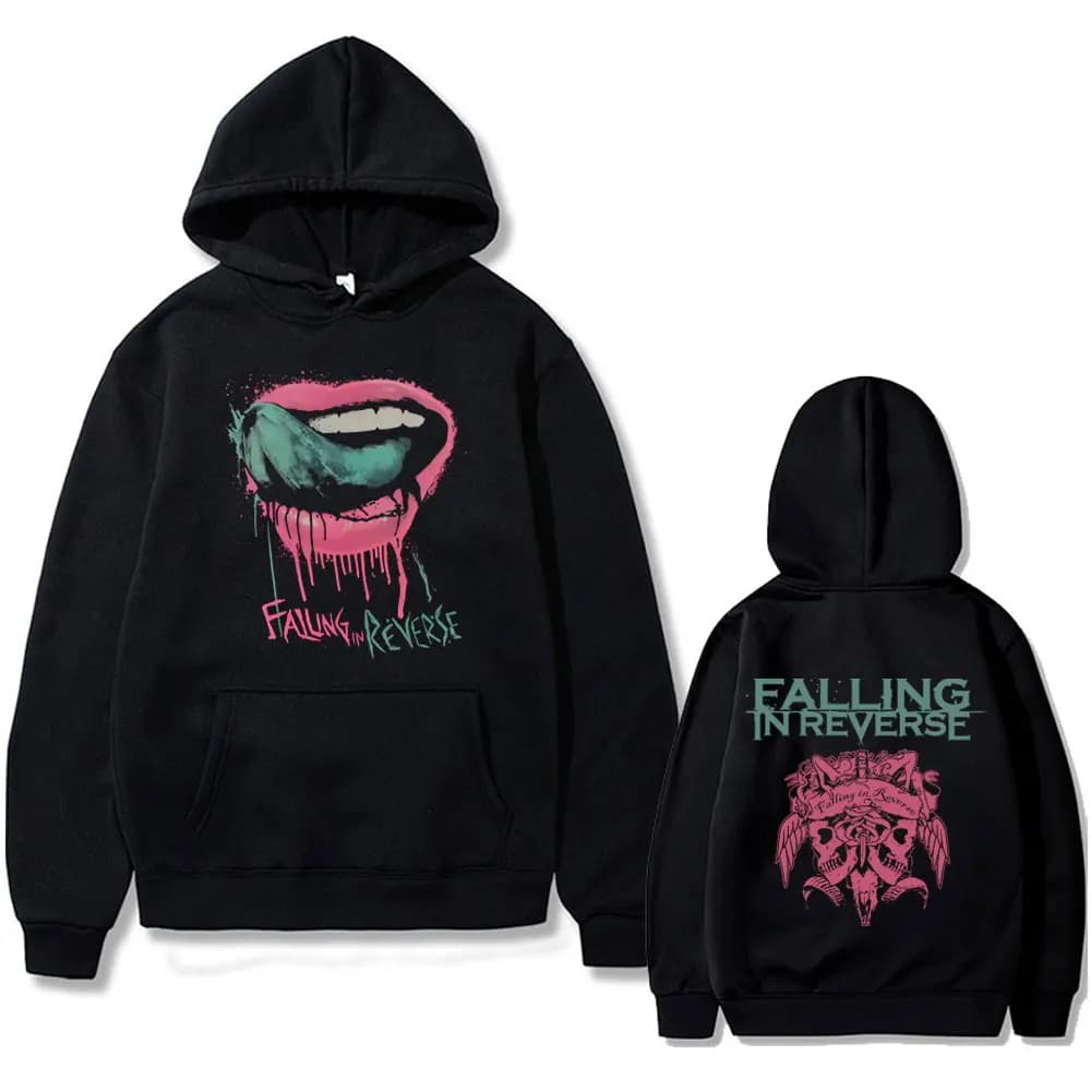 Rock Band Falling in Reverse Double Sided Print Hoodie Men Women Vintage Gothic Punk Hooded Sweatshirt Male Oversized Streetwear