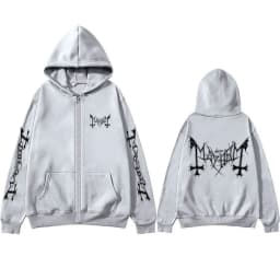 Mayhem Logo Graphic Zipper Hoodie Man Rock Death Black Metal Gothic Band Zip Up Jacket Men Women Fleece Oversized Zip Up Hoodies