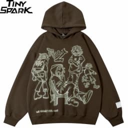2025 Men Streetwear Pink Hoodie Sweatshirt Funny Cartoon Graphic Hoodie Autumn Harajuku Anime Hooded Pullover Hip Hop Hipster