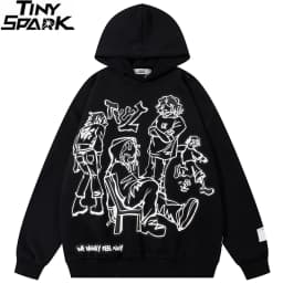 2025 Men Streetwear Pink Hoodie Sweatshirt Funny Cartoon Graphic Hoodie Autumn Harajuku Anime Hooded Pullover Hip Hop Hipster
