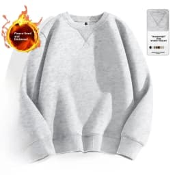 Thickened Fleece Hoodie Men's  Color round Neck Jacket Autumn Winter New Style Loose Fit Long Sleeve Antibacterial Self ...