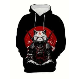 Oni Mask Samurai Tattoo Men's Hoodie Harajuku Street Long Sleeve Pullover Hoodie 3D Print Cool Pattern Autumn Outdoor Sweatshirt