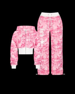 Y2K Retro pink two-piece sportswear hip hop sexy camouflage short hoodie women street clothing new casual sports pants