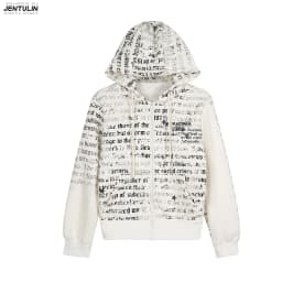 New American Style Lightweight Asian Design Printed Hoodie Jacket Short Cardigan Zipper Hooded Sweatshirt Y2k Clothing