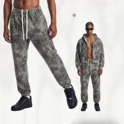 2026 New American Leopard Zipper Hoodie for Men Y2K Retro High Street Men's Hooded Jacket and Leopard Print Pants Streetwear