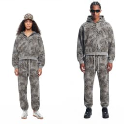 2026 New American Leopard Zipper Hoodie for Men Y2K Retro High Street Men's Hooded Jacket and Leopard Print Pants Streetwear