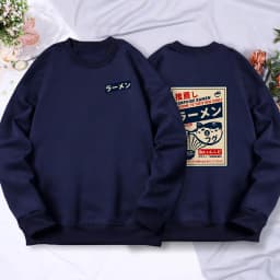 Japanese Puffer Fish Ramen Printed Mans Long Sleeves Harajuku Street O-Neck Sweatshirt Casual Fashion Autumn Tops Men Pullovers