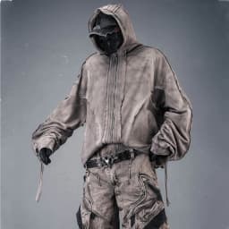 Distressed Washed Dirty Dye Gothic Vintage Hoodie Men Full Zip Face Cover Hooded Jacket Techwear Punk Oversized Street Wear