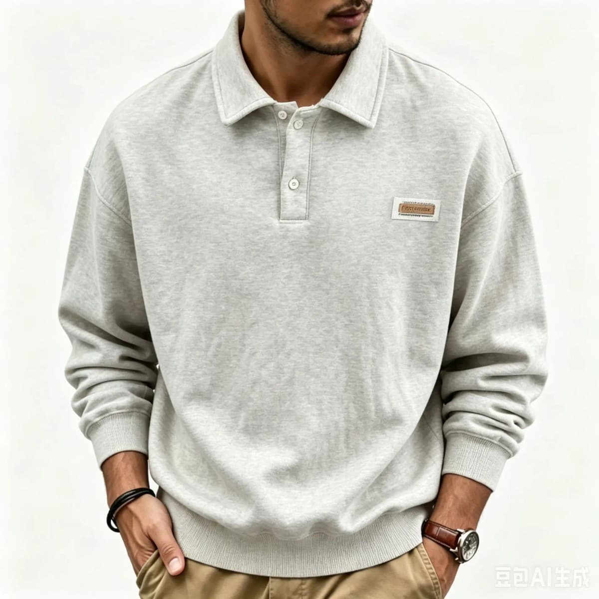 Autumn Men's Casual Solid Color Polo Neck Sweatshirt American Style Couple Loose Long Sleeve Turn down Collar Top Hoodies
