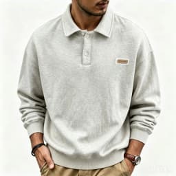 Autumn Men's Casual Solid Color Polo Neck Sweatshirt American Style Couple Loose Long Sleeve Turn down Collar Top Hoodies