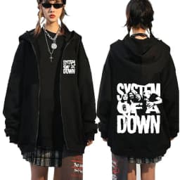 90s Alternative Metal Rock Band System of A Down Graphic Zipper Hoodie Men Women Casual Oversized Zip Up Jacket Man Vintage Coat