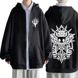 Game Hollow Knight Print Zipper Hoodie Men Women Novelty Zip Up Jacket Gaming Cartoon Hoodies Male Vintage Casual Fleece Coat