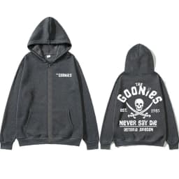Funny Movie The Goonies Never Say Die Zipper Hoodie Skeleton Graphic Zip Up Jacket Men Women Vintage Oversized Zipper Sweatshirt