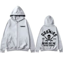 Funny Movie The Goonies Never Say Die Zipper Hoodie Skeleton Graphic Zip Up Jacket Men Women Vintage Oversized Zipper Sweatshirt