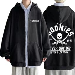 Funny Movie The Goonies Never Say Die Zipper Hoodie Skeleton Graphic Zip Up Jacket Men Women Vintage Oversized Zipper Sweatshirt