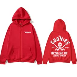 Funny Movie The Goonies Never Say Die Zipper Hoodie Skeleton Graphic Zip Up Jacket Men Women Vintage Oversized Zipper Sweatshirt