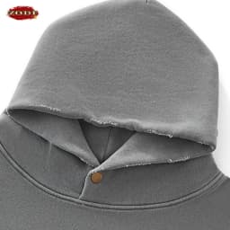 ZODF Vintage 350gsm Man Washed Boxy Fleece Hoodie Unisex Loose Ripped Warm Button Winter Hooded Pullovers Brand Clothing HY0053