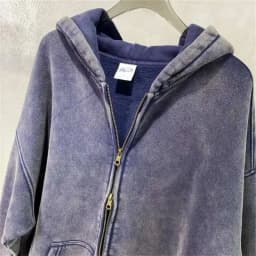 PFNW High Street Vintage Washed Distressed Hooded Zipper Sweatshirts Men's American Trendy Cardigan Oversized Outerwear 28W5687