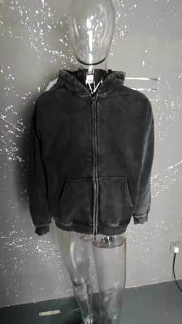 PFNW High Street Vintage Washed Distressed Hooded Zipper Sweatshirts Men's American Trendy Cardigan Oversized Outerwear 28W5687