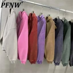 PFNW High Street Vintage Washed Distressed Hooded Zipper Sweatshirts Men's American Trendy Cardigan Oversized Outerwear 28W5687