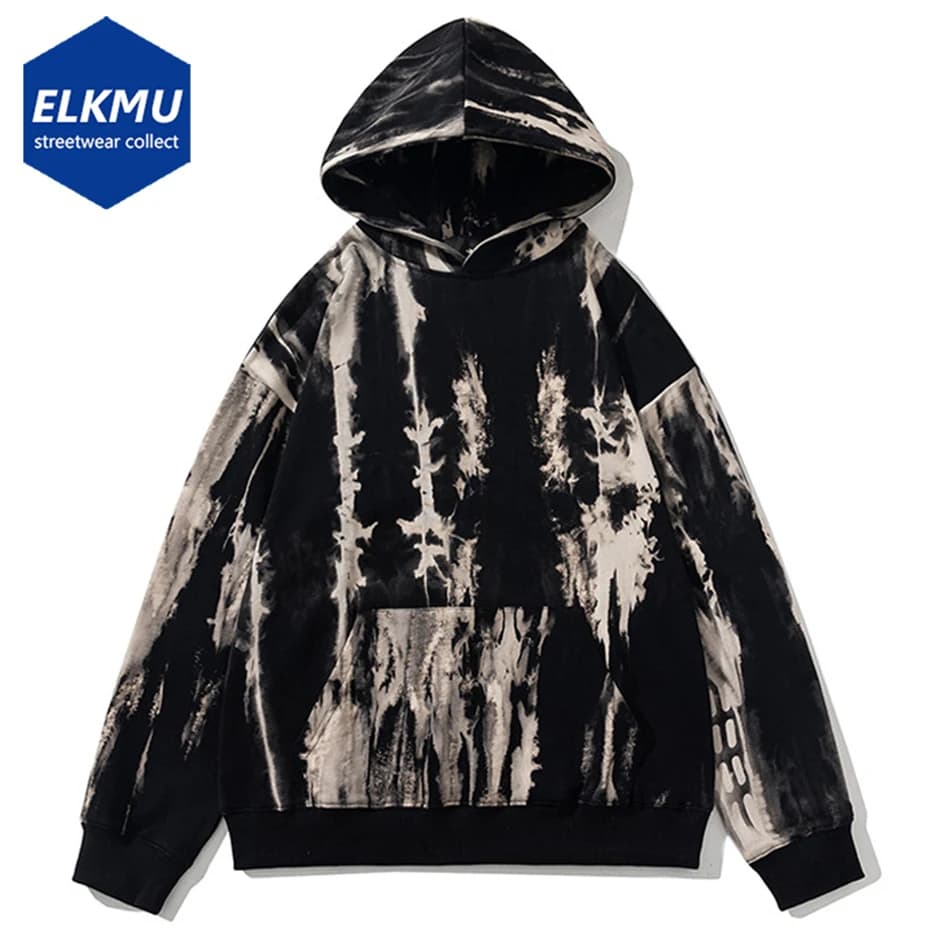 Vintage Tie Dye Hoodie Oversized Harajuku Streetwear Hip Hop Hoodie Pullover Sweatshirt Men Retro Loose Casual Hoodies