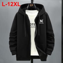 Men's Plus Size Hoodies Jacket Winter Fleece Warm Hooded Sweatshirt Big Size 12XL Coat Man Casual Loose Hoodie 10XL 9XL
