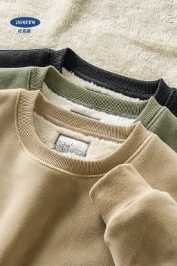 DUKEEN 600G Heavyweight Fleece Sweatshirts for Men 2025 Autumn and Winter Solid Color Basic Thick Warm Pullover Men's Clothing