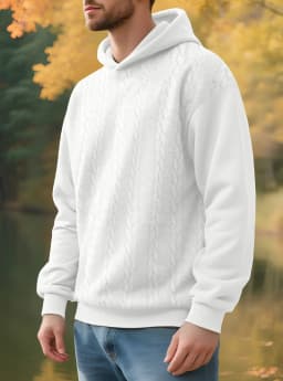 Men's Large Size Autumn And Winter Casual New Thickened Jacquard Hooded Sweater Long Sleeve Men's Top Men's