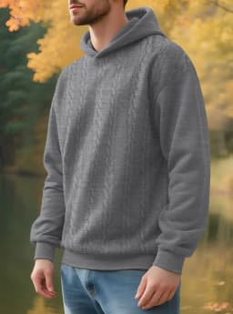 Men's Large Size Autumn And Winter Casual New Thickened Jacquard Hooded Sweater Long Sleeve Men's Top Men's