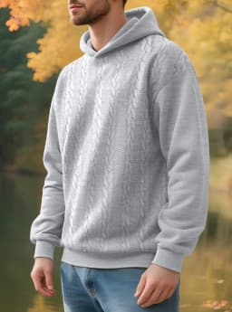 Men's Large Size Autumn And Winter Casual New Thickened Jacquard Hooded Sweater Long Sleeve Men's Top Men's