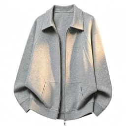 Men's Casual Double Head Zipper Sweatshirt Solid Color Turn-down Collar Loose Fit Autumn 360gsm Comfortable Sweatshirt