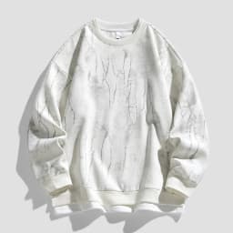 Korean Fashion Men's Streetwear Round Neck Long Sleeved Pullover 2026 Autumn New Item Irregular Print Fake Two-piece Sweatshirt