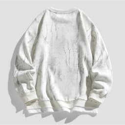 Korean Fashion Men's Streetwear Round Neck Long Sleeved Pullover 2026 Autumn New Item Irregular Print Fake Two-piece Sweatshirt