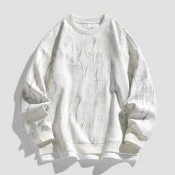 Korean Fashion Men's Streetwear Round Neck Long Sleeved Pullover 2026 Autumn New Item Irregular Print Fake Two-piece Sweatshirt